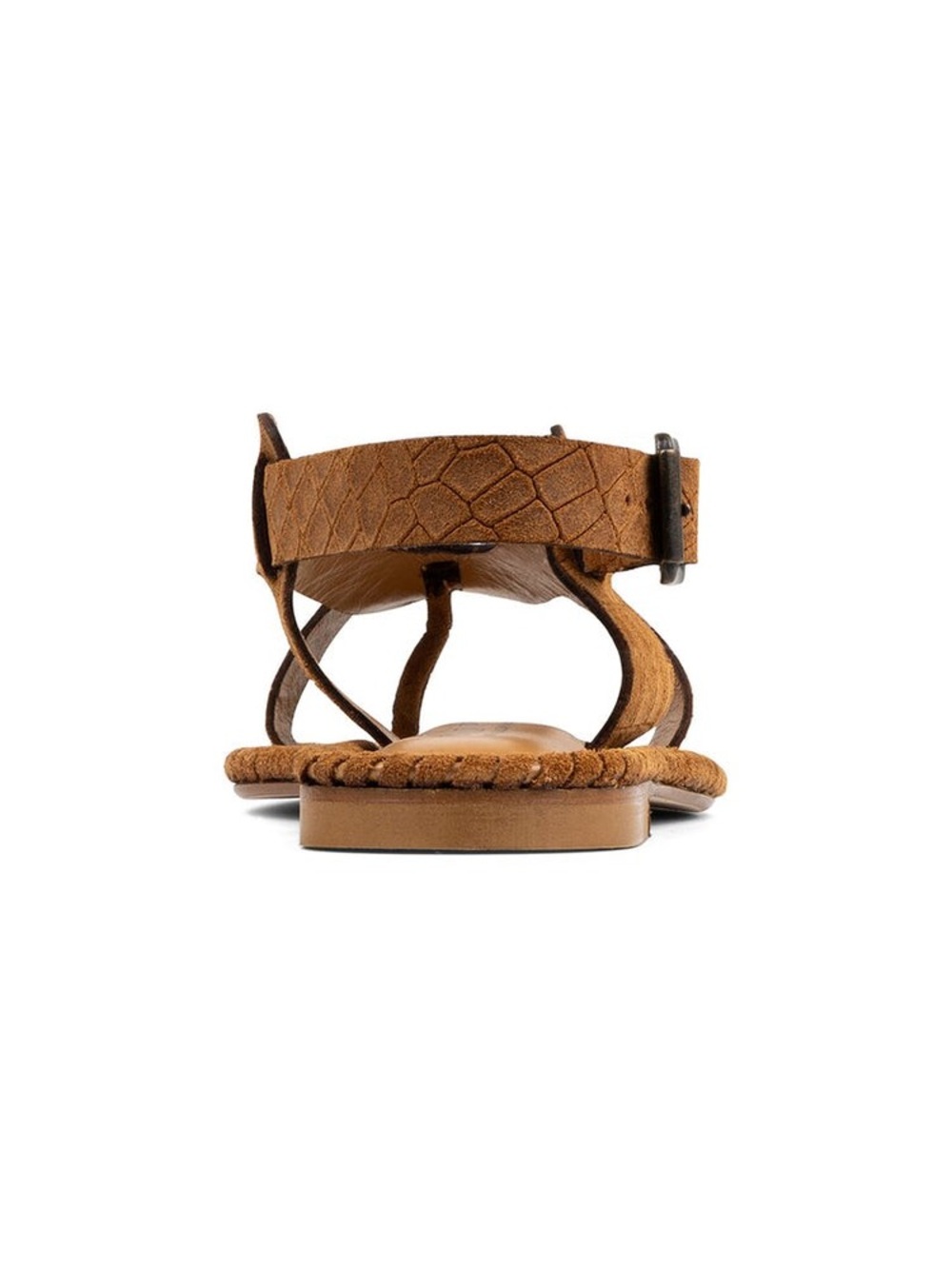 Donald Pliner Eliya Brown Crocodile Embossed Suede Sandals - Picture 4 of 5